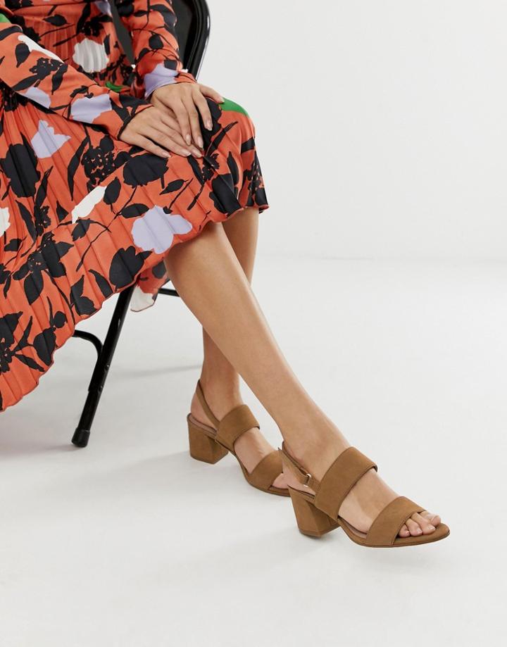 Aldo Arievia Suede Flared Block Heeled Sandals In Camel - Beige