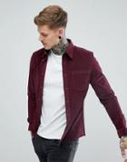Asos Slim Fit Cord Shirt In Burgundy - Red