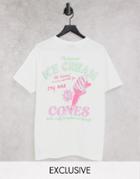 Reclaimed Vintage Inspired Pique T-shirt In White With Ice Cream Print