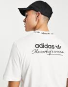 Adidas Originals 'trefoil Linear' Ribbed T-shirt In White With Back Print