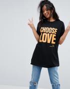 Asos X Help Refugees T-shirt With Choose Love Neon Print - Black
