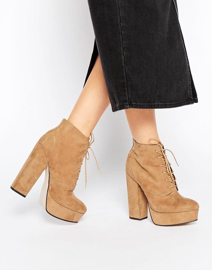 Asos Epic Lace Up Platform Boots - Sand