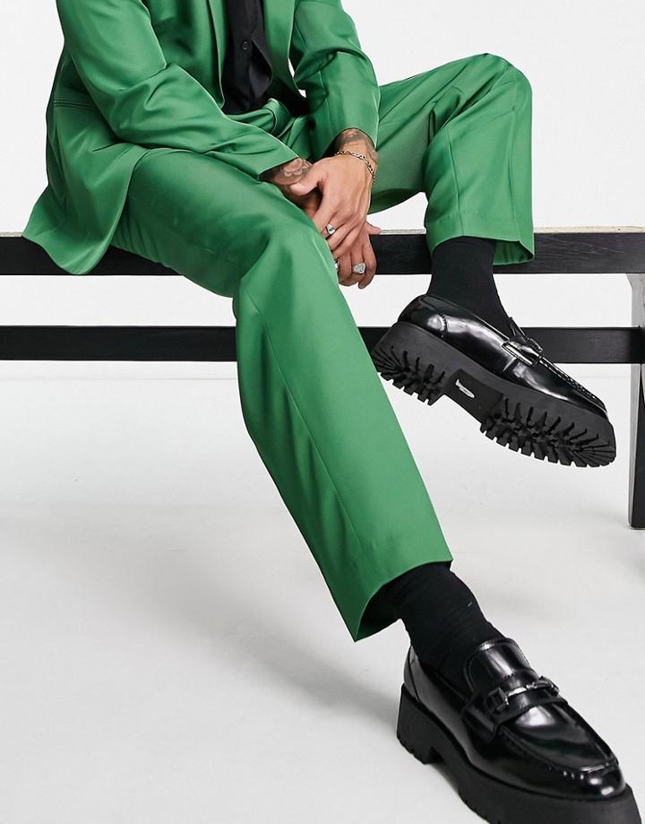Asos Design Oversized Tapered Suit Pants In Electric Green