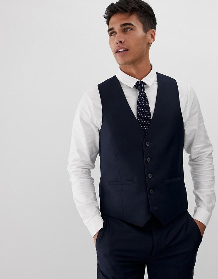 Farah Henderson Skinny Fit Suit Vest In Navy