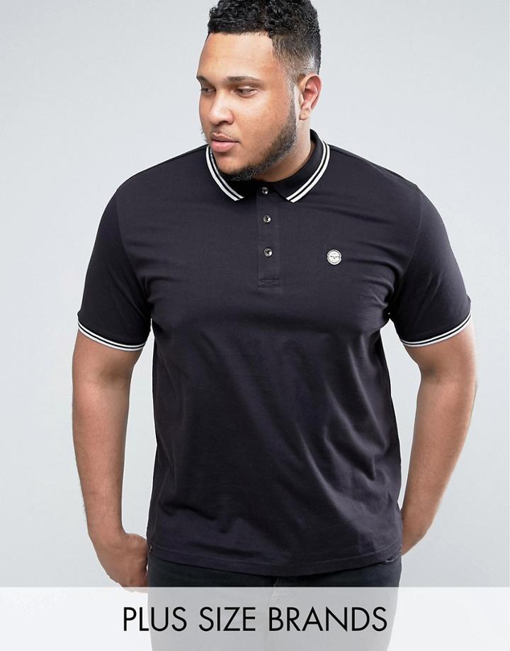 Le Breve Plus Tipping Slim Fit Polo Shirt - Black