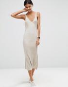 Asos Cami Dress In Rib Knit - Beige