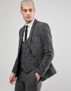 Asos Slim Suit Jacket In Moons Wool Rich Monochrome Check-black