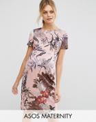 Asos Maternity T-shirt Bodycon Dress In Pretty Floral Print - Multi