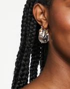 Asos Design Hoop Earrings In Resin Square In Clear