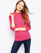 Asos Sweater In Rib With High Neck - Pink