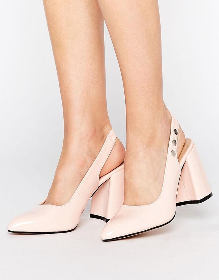 Lost Ink Fatima Pink Slingback Block Heeled Shoes - Pink