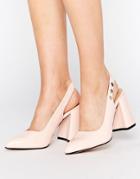 Lost Ink Fatima Pink Slingback Block Heeled Shoes - Pink