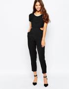 Harlyn Cut Out Jumpsuit With Short Sleeves - Black
