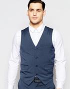 Asos Slim Vest With Stretch In Blue - Blue