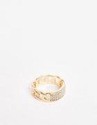 Designb Chain Ring With Crystal Detail In Gold