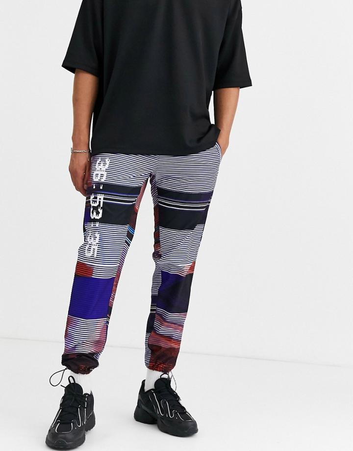 Asos Design Tapered Pants In All Over Text Print-blue