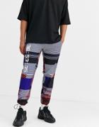 Asos Design Tapered Pants In All Over Text Print-blue