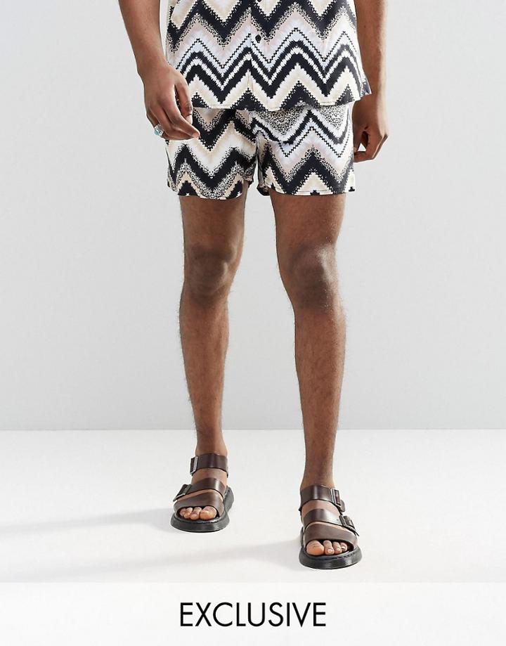 Reclaimed Vintage Festival Shorts In Geo-tribal Print - Blue