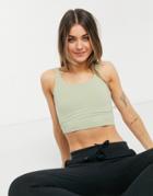 Nike Yoga Luxe Crop Top In Olive Green