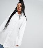 Adidas Originals Hooded Coat With Back Logo In Gray - White