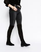 Asos Keeper Flat Over The Knee Boots - Black