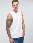 Asos Sleeveless T-shirt With Dropped Amrhole In White - White