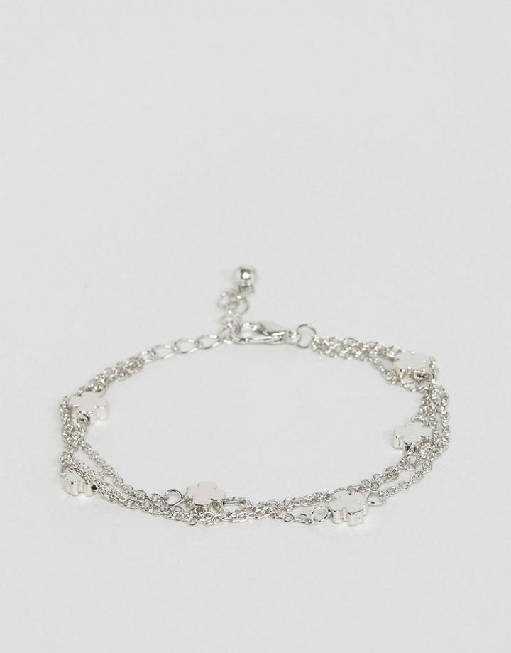 Asos Flower Station Chain Bracelet - Silver