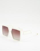 Quay Almost Ready Square Sunglasses With Brown Lens In Ivory Tortoise Shell-white
