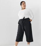 Asos Design Curve Linen Tie Waist Culotte - Black