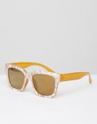 Warehouse Pearl Effect Sunglasses - Yellow