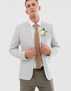 Asos Design Wedding Super Skinny Blazer In Ice Gray Linen