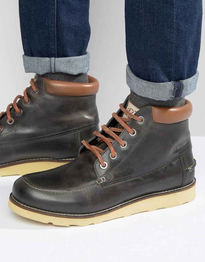 Original Penguin Boots In Black Leather - Black