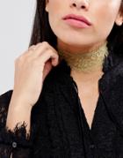 Johnny Loves Rosie Festival Gold Lace Choker Necklace - Silver