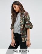 Noisy May Tall Camo Jacket With Fluted Sleeve - Multi