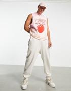 Asos Design Oversized Tank With Cherry Coke Print In Tye Die Red-purple