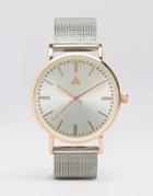 Asos Silver & Rose Gold Clean Mesh Strap Watch - Silver