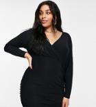 New Look Curve Wrap Mini Dress In Black
