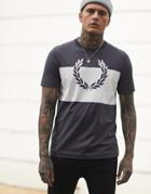 Fred Perry T-shirt With Block Print In Gray