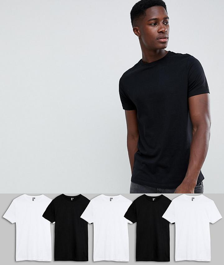 Asos Design 5 Pack Organic T-shirt With Crew Neck Save-multi