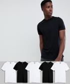 Asos Design 5 Pack Organic T-shirt With Crew Neck Save-multi