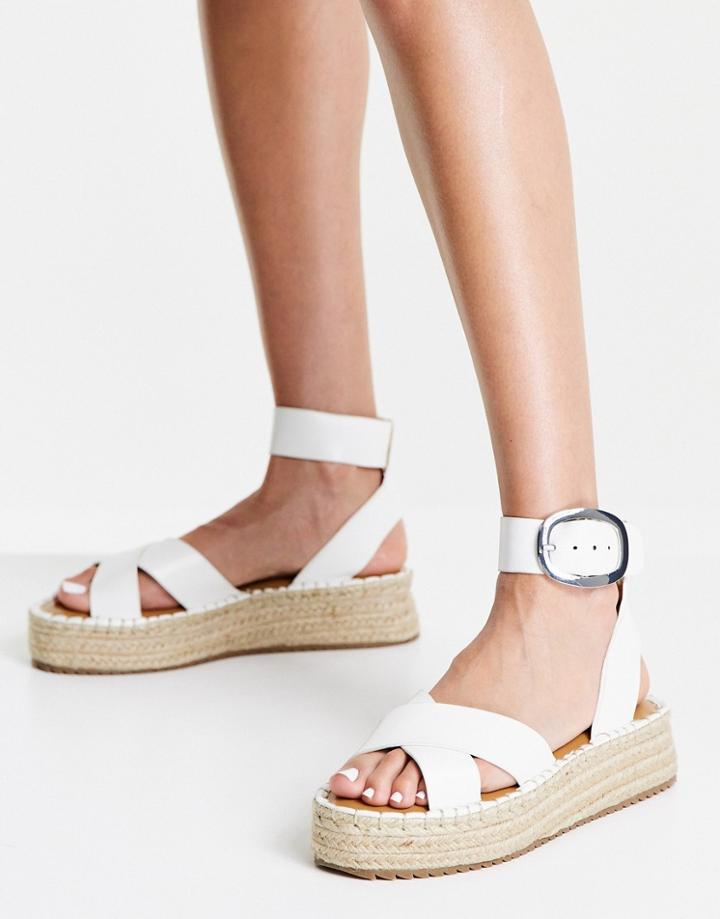 Asos Design Justice Flatform Espadrille Sandals In White