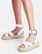 Asos Design Justice Flatform Espadrille Sandals In White