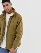 Fred Perry Offshore Concealed Hooded Jacket In Khaki - Green