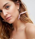 Accessorize Bow Hoop Earrings (+) - Pink