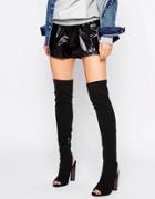 Truffle Peep Toe Over The Knee - Black