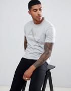 Armani Exchange Large Diagonal Logo T-shirt In Gray Marl - Gray