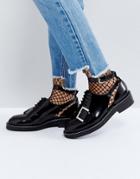 Asos Martial Premium Leather Cut Out Flat Shoes - Black