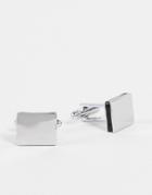 Asos Design Square Cufflinks With Black Enamel Edges In Silver Tone-gold