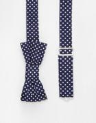 Reclaimed Vintage Polka Dot Bow Tie In Navy - Navy