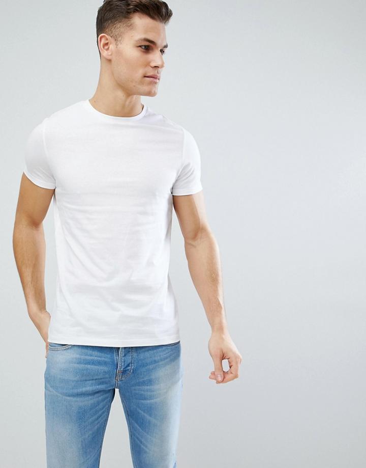 Asos Design Crew Neck T-shirt In Organic Cotton In White - White
